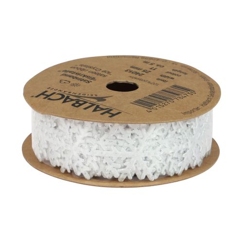 Produkt Wstążka satynowa Świąteczna wstążka śnieżynka biała 25mm 5m