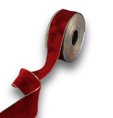 Floristik24 Wstążka jedwabna Bordo ze złotym brzegiem 40mm 25m