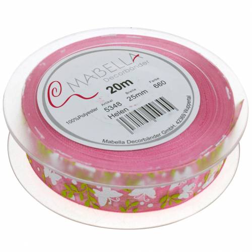 Produkt Wstążka organza motyl 25mm różowa wstążka dekoracyjna wstążka prezentowa 20m
