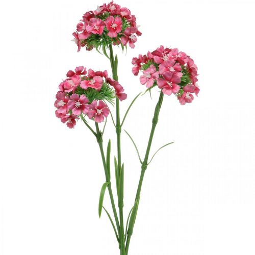 Floristik24 Sztuczne Sweet William Pink sztuczne kwiaty goździki 55 cm pakiet 3 sztuk