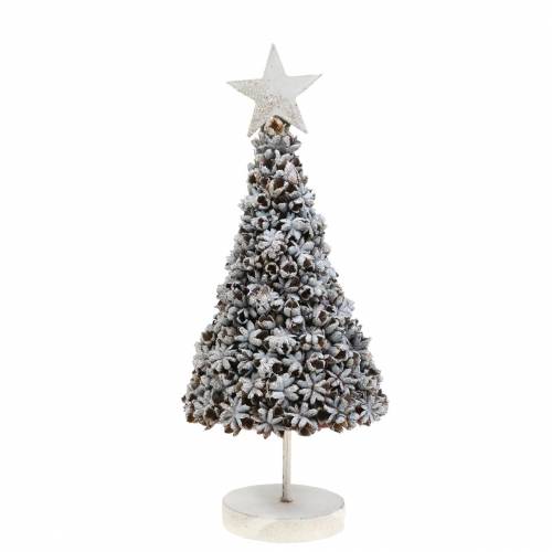 Deco Christmas Tree Star Anise White Washed Glitter 30cm