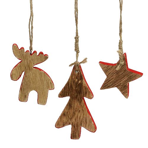 Floristik24 Ozdoby choinkowe mix czerwony, natura 7cm - 9cm 9szt.