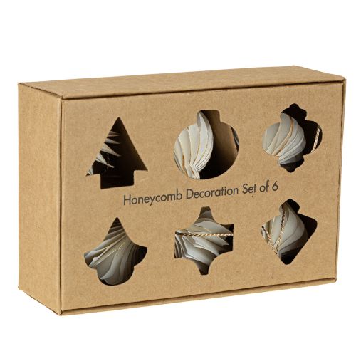 Produkt Ozdoby choinkowe papierowe, papier plaster miodu, biało-złote, 4 cm, 6 szt.