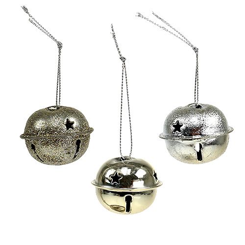 Floristik24 Ozdoby choinkowe dzwonek metalowy 4cm srebrny 12szt