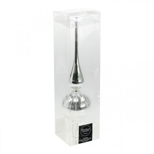Floristik24 Choinka Koronka z brokatem Dekoracja, dekoracja drzewa, choinka Koronka Icicle Silver/White H31cm