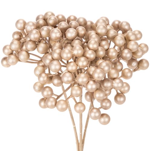 Sztuczna gałązka jagód, dekoracja w kolorze szampańskim, 28 cm, 3 sztuki kupić | Floristik24.pl