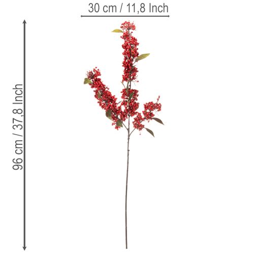 Sztuczna gałązka z czerwonymi jagodami i liśćmi, 96 cm | Floristik24.pl