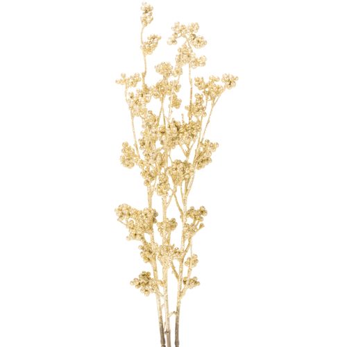 Sztuczna dekoracja z gałązek jagód, złota, 70cm, 3 sztuki