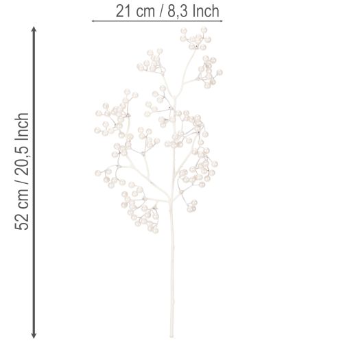 Sztuczna gałązka białej jagody, dekoracja/materiały rzemieślnicze, 52 cm | Floristik24.pl