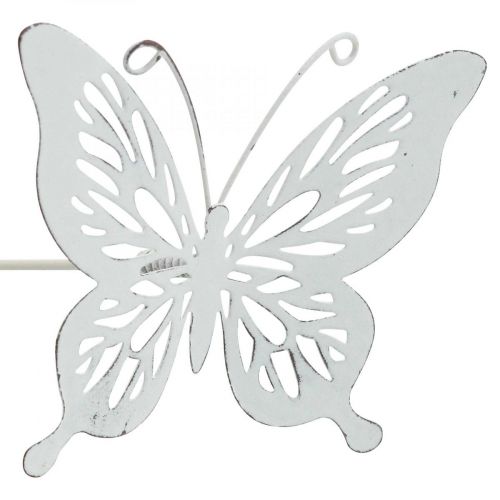 Floristik24 Słupek do łóżka metalowy motyl biały 43x10,5x8cm 3szt