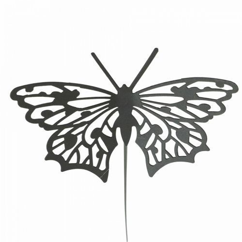 Wtyczka kwiatowa metalowa motylkowa czarna 10,5×8/44cm 3 szt