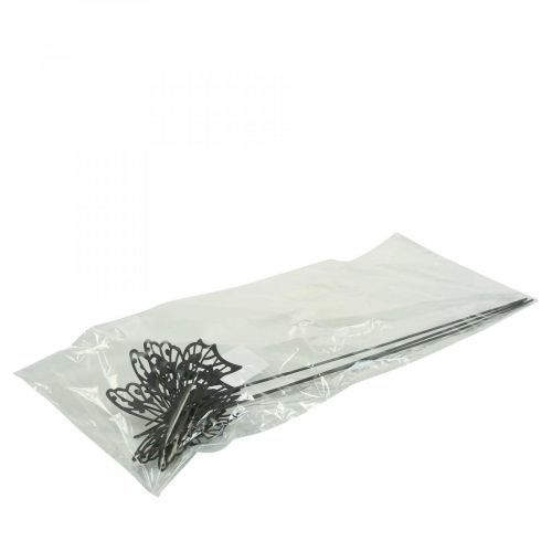 Floristik24 Wtyczka kwiatowa metalowa motylkowa czarna 10,5×8/44cm 3 szt