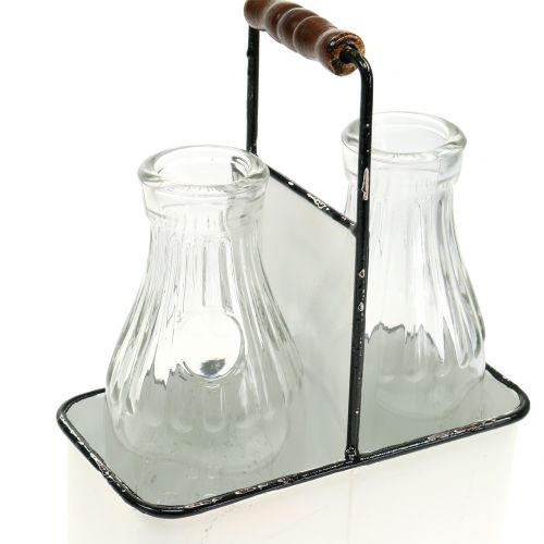 Floristik24 Ozdobne wazony na butelki w metalowym uchwycie wys.25cm