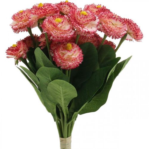 Floristik24 Sztuczny kwiat, sztuczny dzwonek w pęczku, stokrotki biało-różowe dł.32cm 10szt