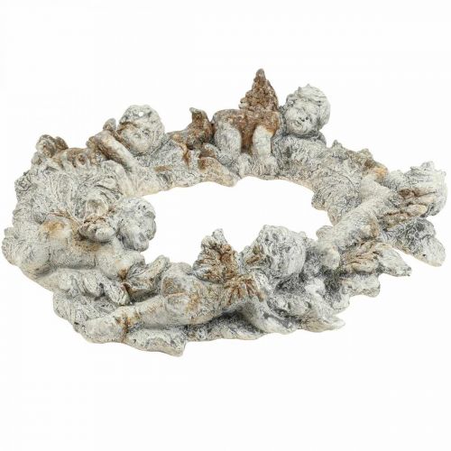 Dekoracja ścienna Beton Deco Angel Deco wianek biały brąz 36,5cm