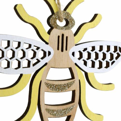 Floristik24 Ozdoba na wiszące pszczoły żółta, biała, złota ozdoba na lato 6 sztuk