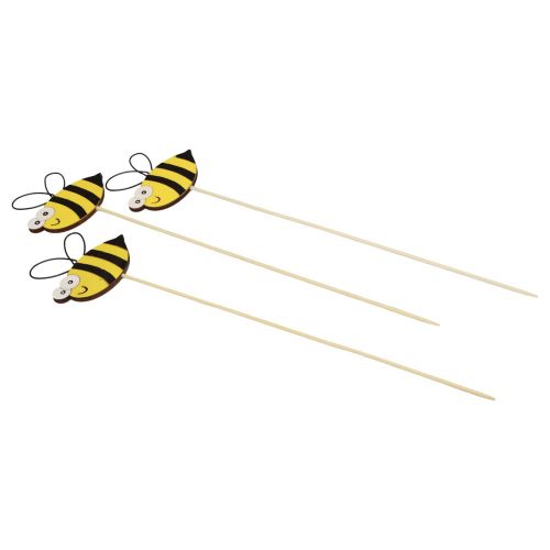 Floristik24 Wiosenna dekoracja kwiatowa wtyczka drewniana dekoracja pszczółka 7cm 12szt