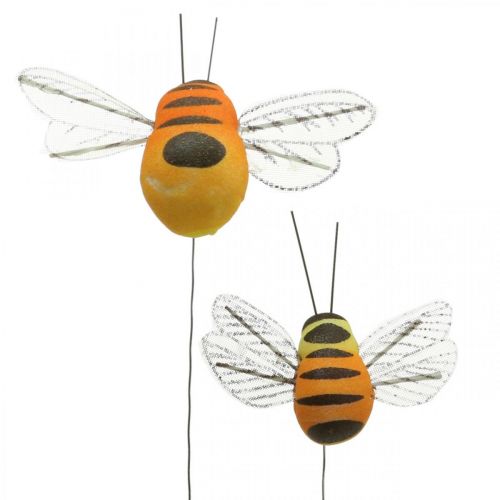 Floristik24 Pszczółka dekoracyjna, dekoracja wiosenna, pszczoła na drucie pomarańczowy, żółty B5/6,5cm 12szt