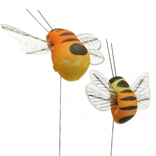 Pszczoła dekoracyjna, dekoracja wiosenna, pszczoła na drucie pomarańczowy, żółty B5/6,5 cm 12szt