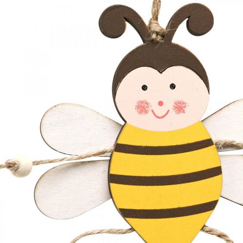Floristik24 Pszczółka do powieszenia, wiosenna dekoracja, drewniana zawieszka wys.9,5cm 6szt
