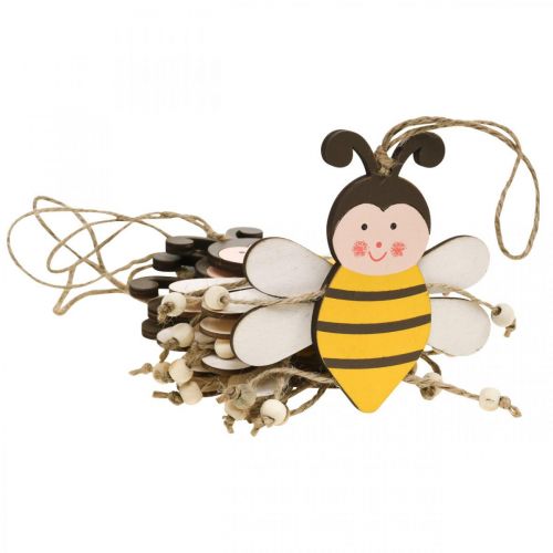 Floristik24 Pszczółka do powieszenia, wiosenna dekoracja, drewniana zawieszka wys.9,5cm 6szt