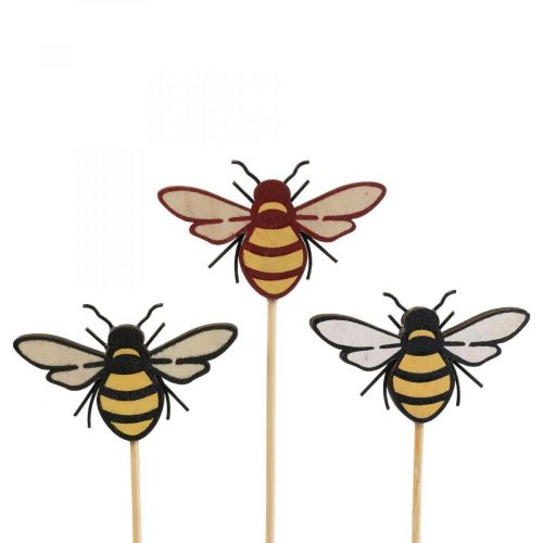 Wtyczka pszczoła drewniana zatyczka kwiatowa w kolorze naturalnym 34cm 12szt