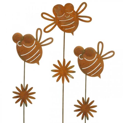 Produkt Słupki ogrodowe pszczoła, dekoracja wiosenna, metalowa wtyczka patyna L24,5cm 6szt