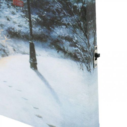 Floristik24 Fototapeta LED Zimowy krajobraz z domem 38×28cm Na baterię