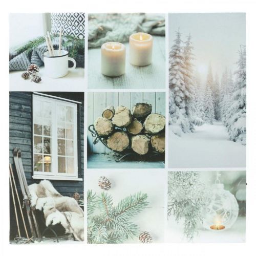 Floristik24 Fototapeta LED Świąteczna Rustykalna Biała 38×38cm Na Baterie