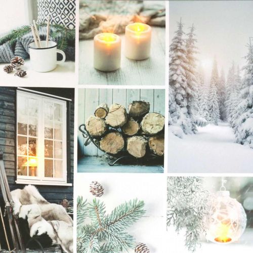 Floristik24 Fototapeta LED Świąteczna Rustykalna Biała 38×38cm Na Baterie