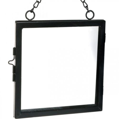Floristik24 Ramka na zdjęcia do zawieszenia metalu i szkła czarna 18x19cm