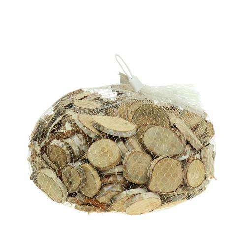 Floristik24 Plastry brzozy okrągłe naturalne 5cm 1kg do dekoracji z korą