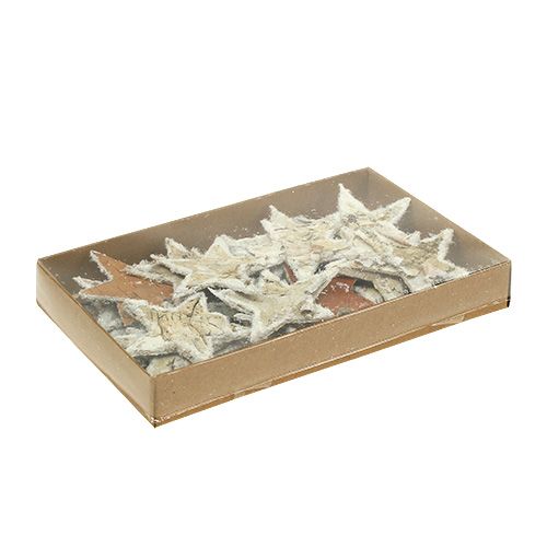 Produkt Gwiazdki brzozowe naturalne ośnieżone 6,5cm 30 szt