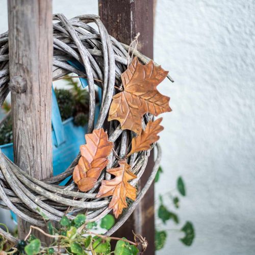 Floristik24 Liście metalowe do zawieszenia rdzawobrązowe jesienne liście 7,5-10cm 4szt