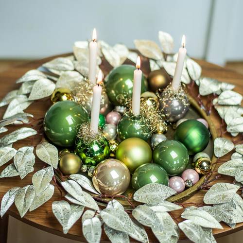 Floristik24 Wieniec Liście Sztuczne Szampańskie Koronkowe Liście Ø48cm