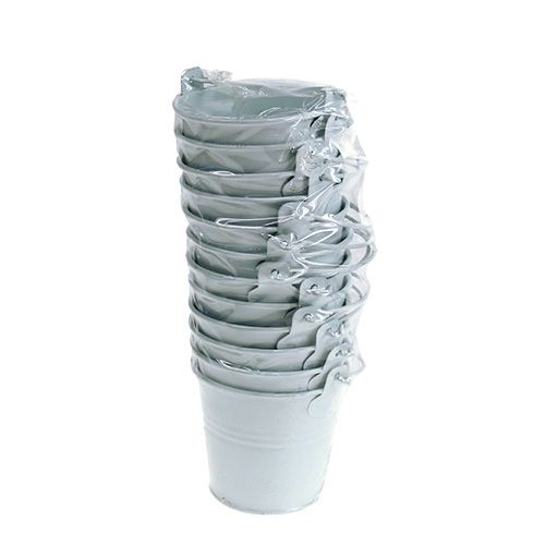 Floristik24 Wiadro blaszane białe Ø8cm W7cm 12szt