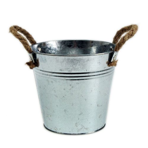 Produkt Dekoracyjna metalowa doniczka-wiadro z uchwytami ze sznurka Ø20cm