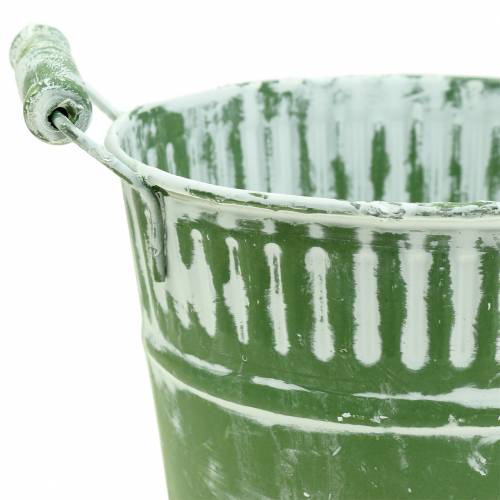Floristik24 Wiadro blaszane zielone bielone Ø19cm W17cm 1 szt