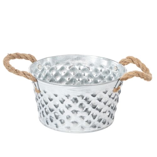 Miska blaszana z uchwytami linowymi Ø18cm H10cm kupić | Floristik24.pl