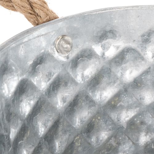 Miska blaszana z uchwytami linowymi Ø18cm H10cm | Floristik24.pl