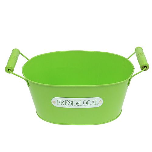 Floristik24 Blaszana miska owalna zielona 22cm x 15cm W10cm