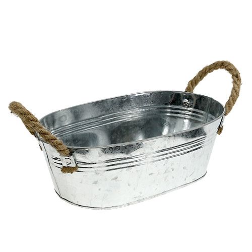 Floristik24 Misa owalna blaszana srebrna o wymiarach 30cm x 17cm x 10cm
