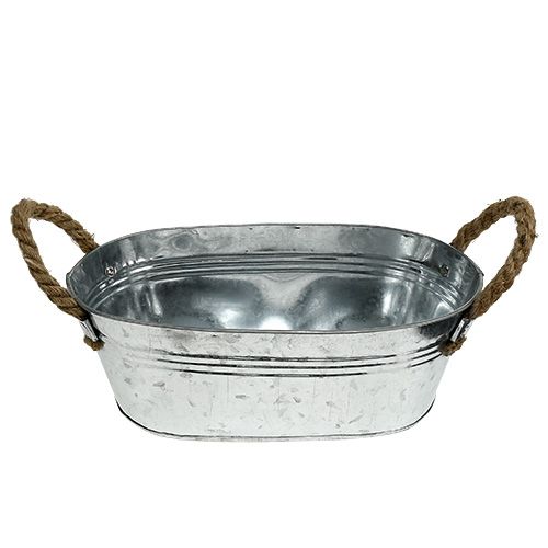 Floristik24 Misa owalna blaszana srebrna o wymiarach 30cm x 17cm x 10cm