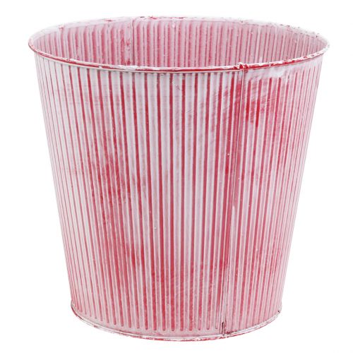 Floristik24 Tin Pot Striped Red Ø22cm H21cm