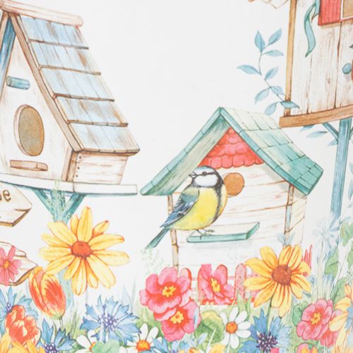 Produkt Doniczka blaszana z budkami dla ptaków, ozdoba letnia, wys. 14,5 cm Ø13,5 cm