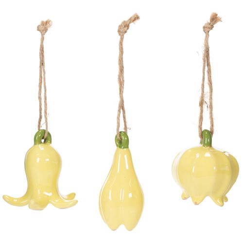 Produkt Ceramiczne zawieszki kwiatowe, radosny wzór, kwiatowy wzór, wiosenna dekoracja, 9 cm, 6 sztuk