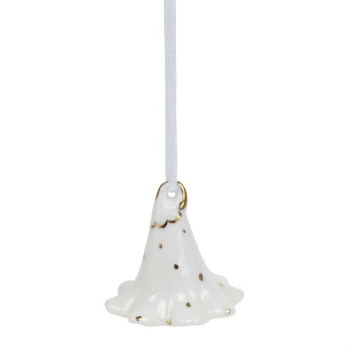Floristik24 Dzwonek kwiatowy do zawieszenia Biały, Złoty 4,5cm - 5cm 3szt.