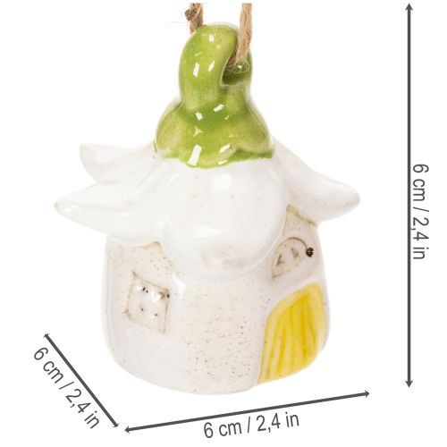 Produkt Wisząca ozdoba kwiatowa ceramiczna domek dla wróżek jako dekoracja do zawieszenia 6cm 6szt