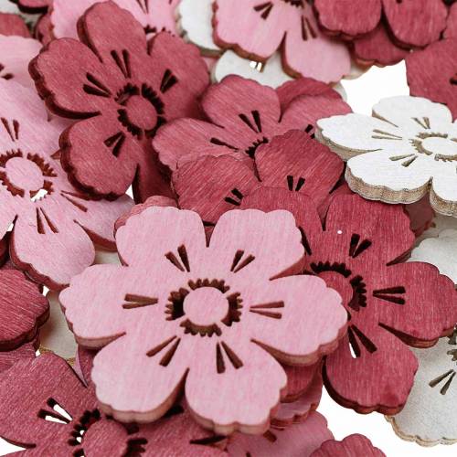 Floristik24 Drewniane kwiaty wiśni, rozsypanka dekoracyjna wiosenna, dekoracja stołu, kwiaty do rozsypania 72szt.