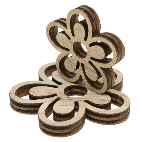 Drewniany kwiat biały/natura 3cm - 4,5cm 48szt